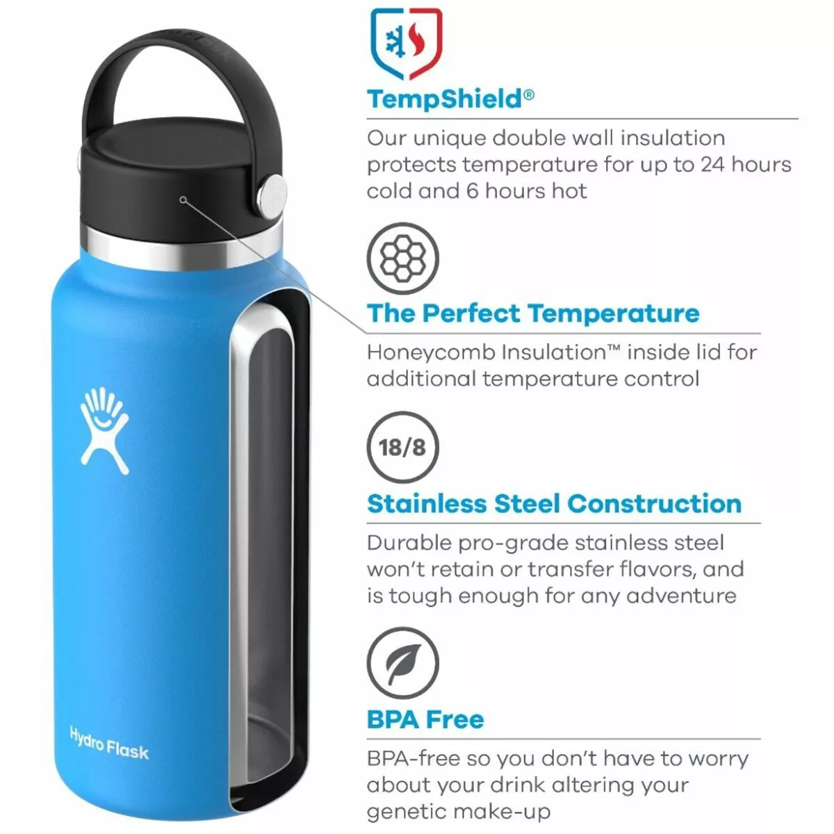 Hydro Flask Water Bottles 32oz Wide Mouth Flex Cap 2.0 Water Bottle 13 Hydro Flask Water Bottles 32oz Wide Mouth Flex Cap 2.0 Water Bottle - Image 13